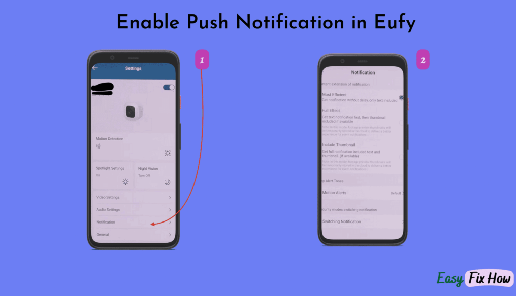 Enable Push Notification in Eufy App